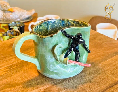 Dance with the Waves – Surfing Handcrafted Ceramic Coffee Mug