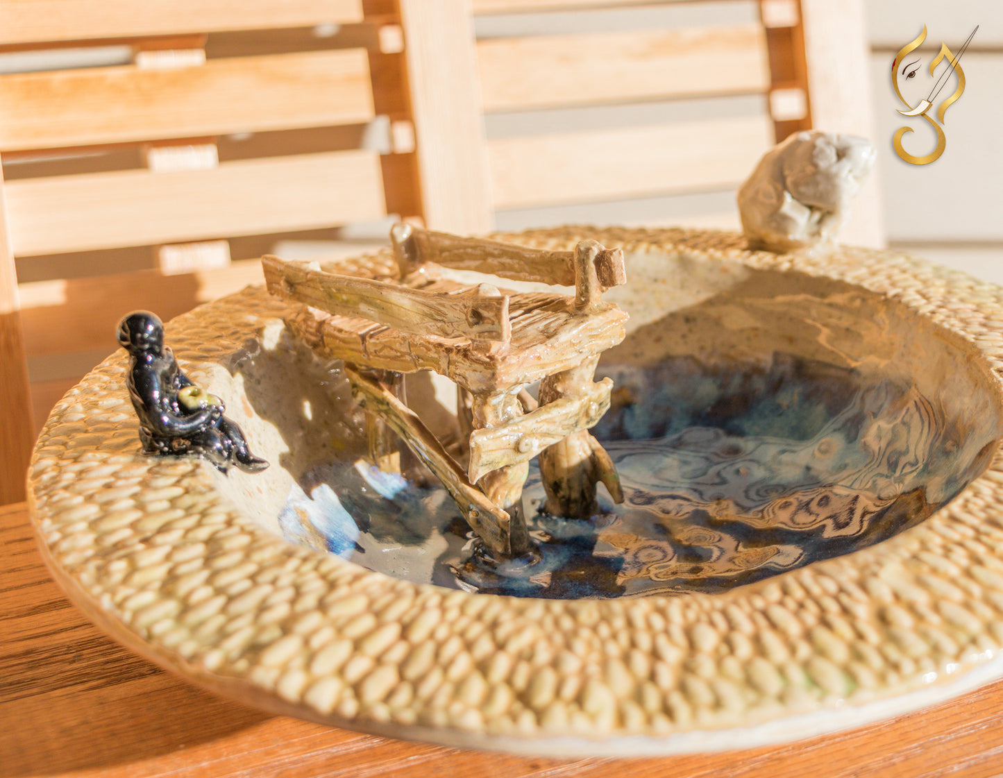 white rock in a bowl -Ceramic Art