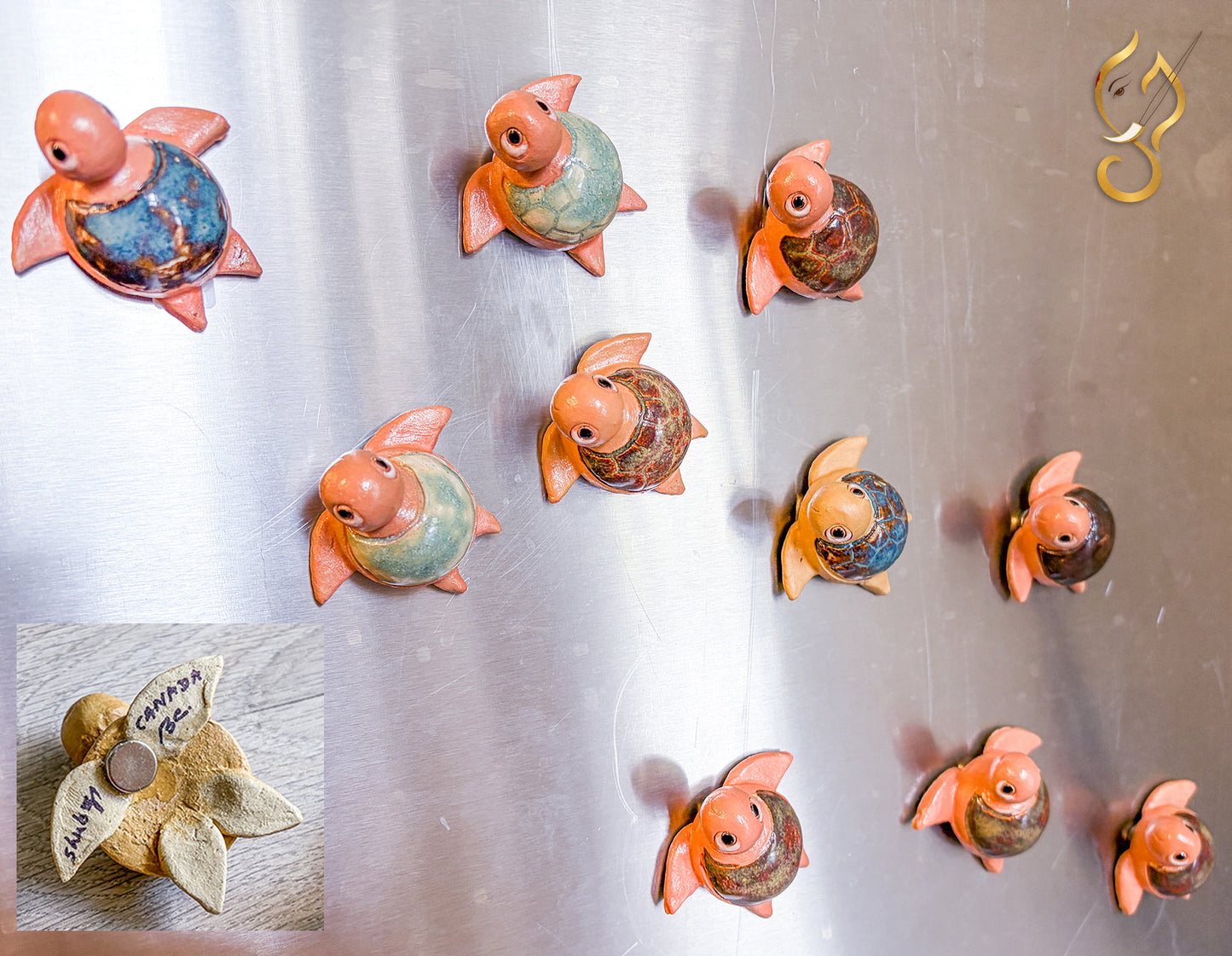 Baby Turtle Fridge Magnets - Ceramic art