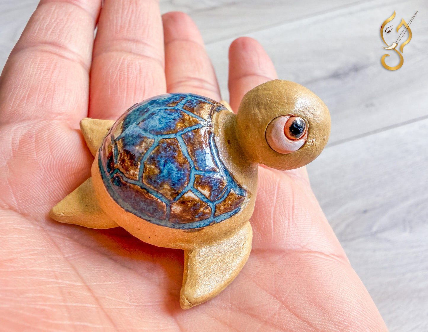 Baby Turtle keychain - Ceramic art