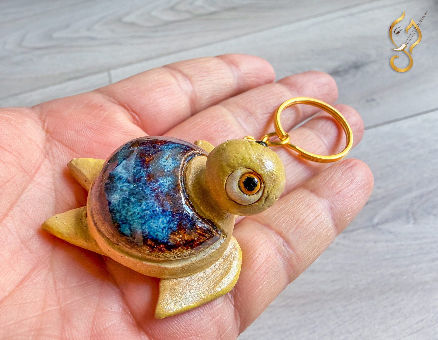 Baby Turtle keychain - Ceramic art