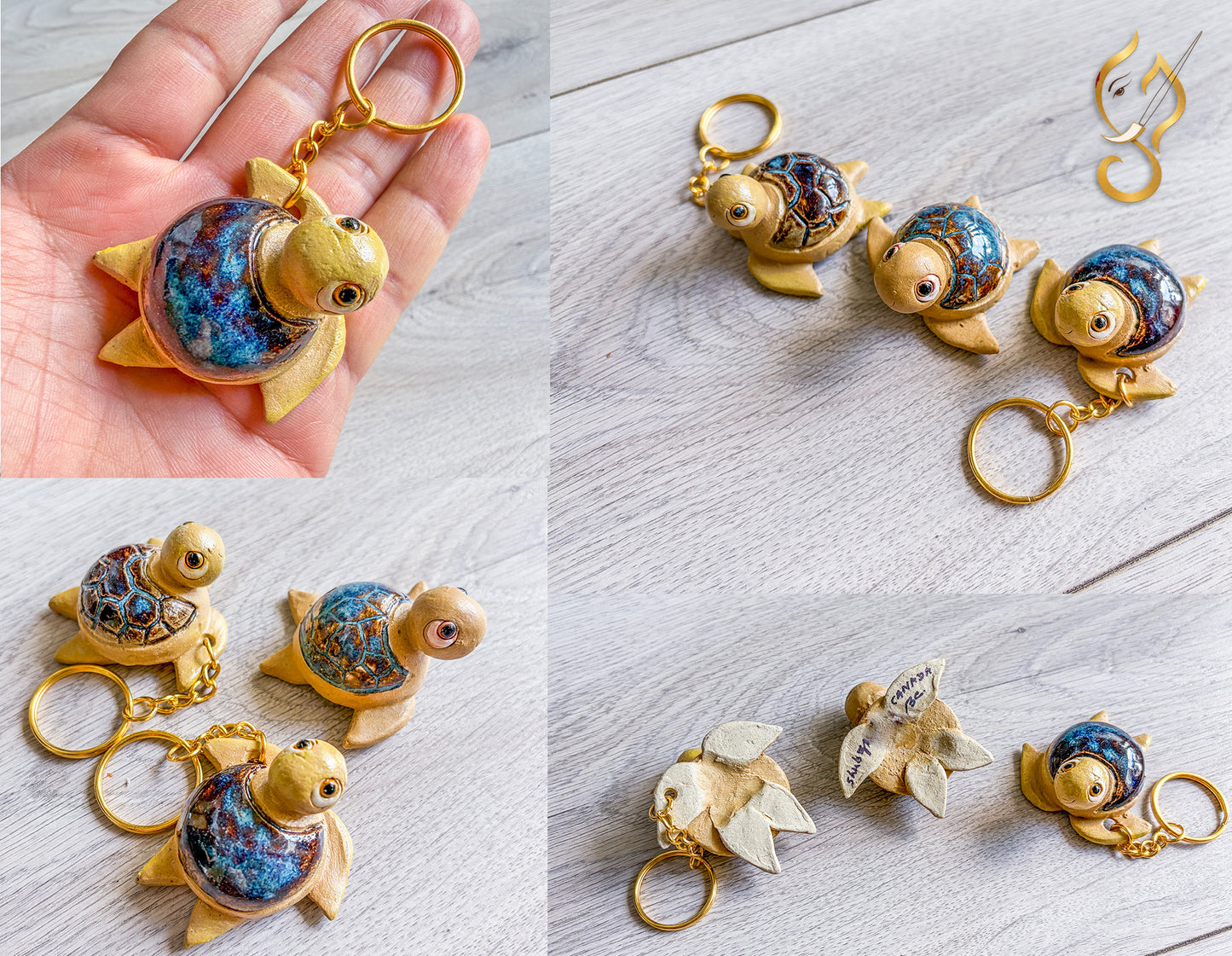 Baby Turtle keychain - Ceramic art