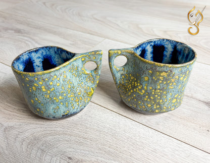 You & Me – Handcrafted Ceramic Coffee Mug Set with Tray