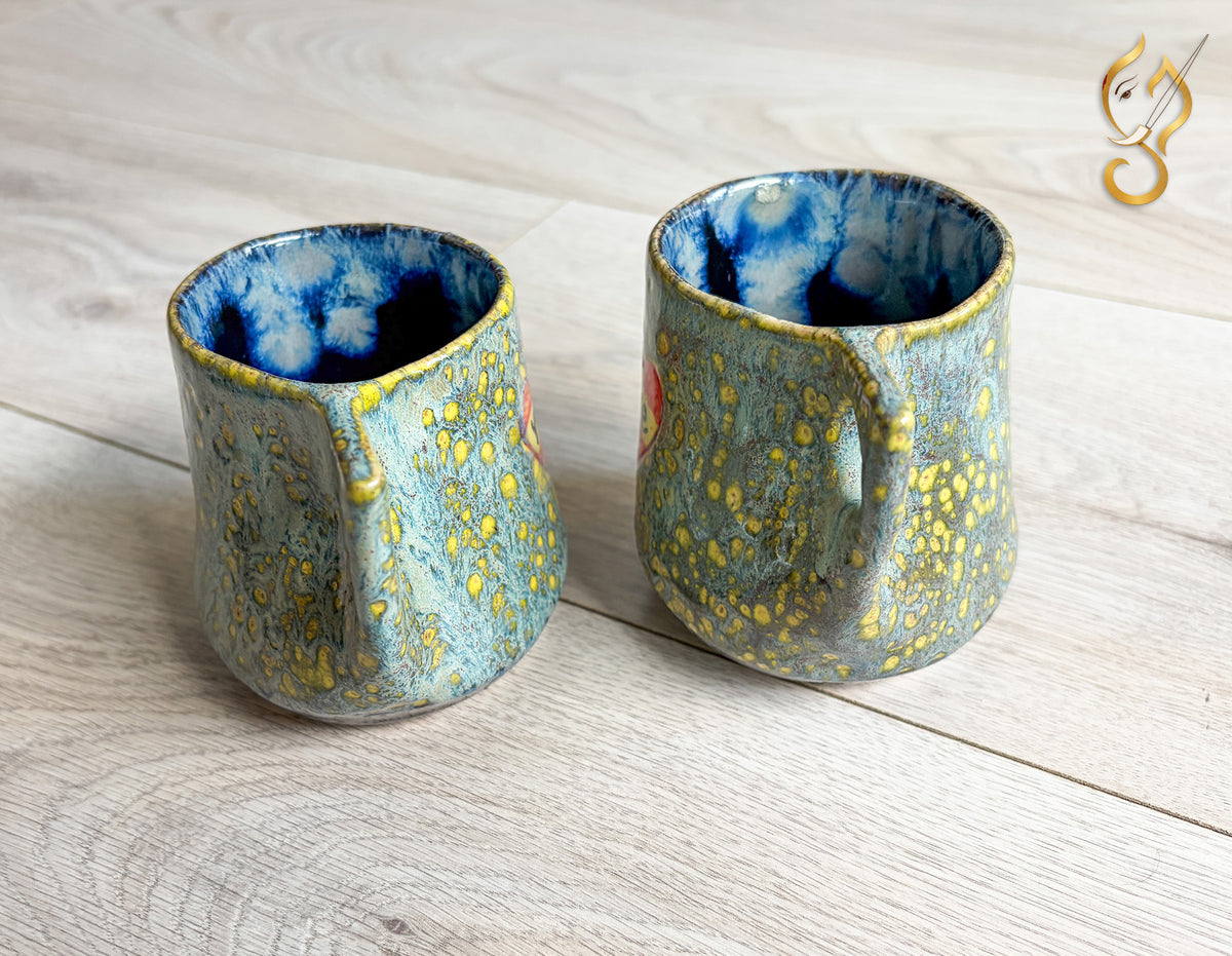 You & Me – Handcrafted Ceramic Coffee Mug Set with Tray
