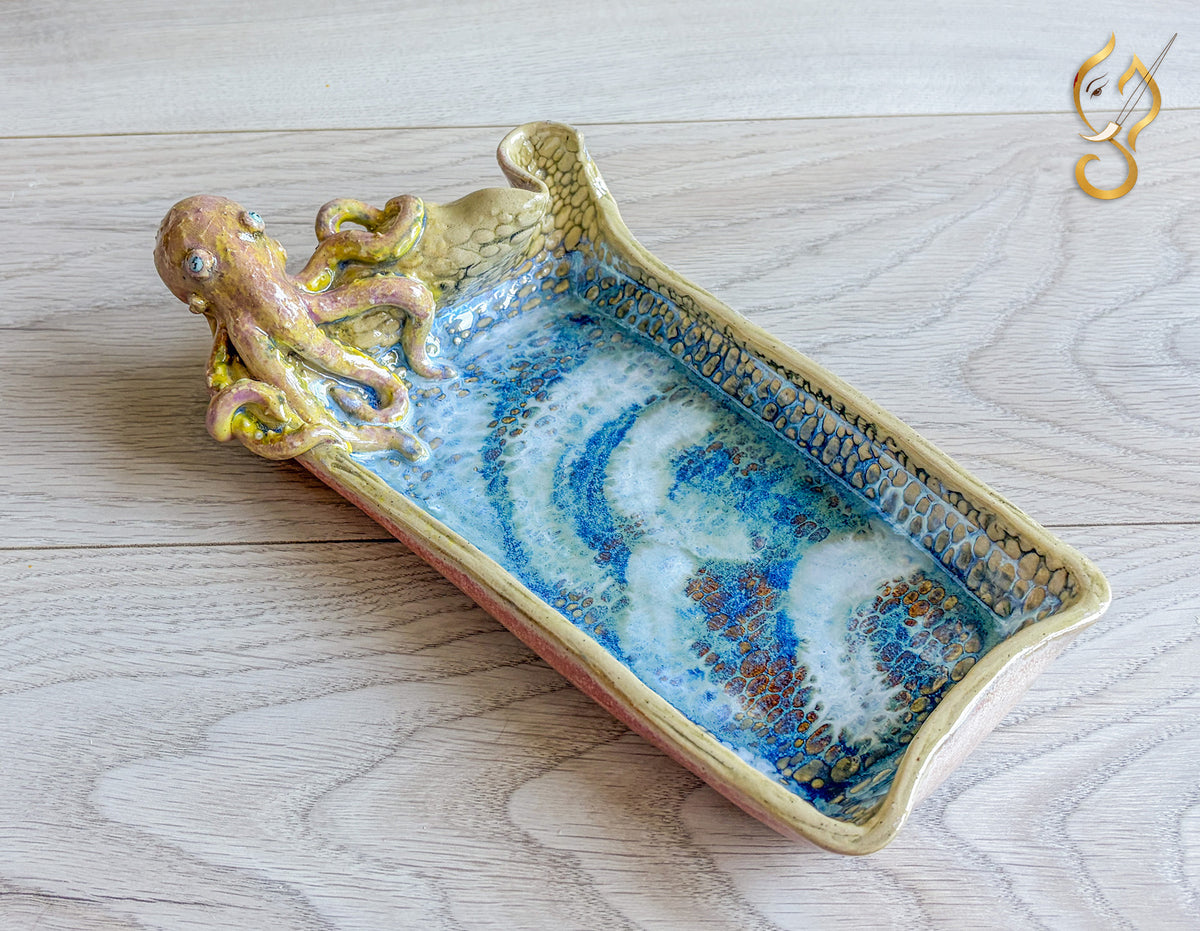 Poolside Fun Octopus Ceramic Tray | Handmade Ocean Art