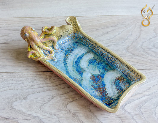 Poolside Fun Octopus Ceramic Tray | Handmade Ocean Art