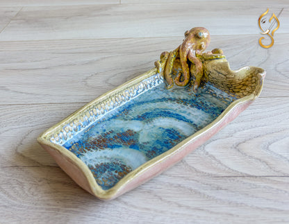 Poolside Fun Octopus Ceramic Tray | Handmade Ocean Art
