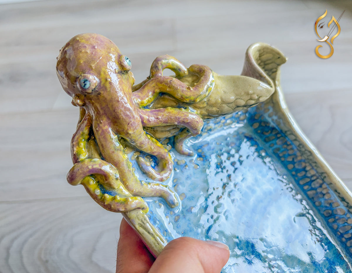 Poolside Fun Octopus Ceramic Tray | Handmade Ocean Art