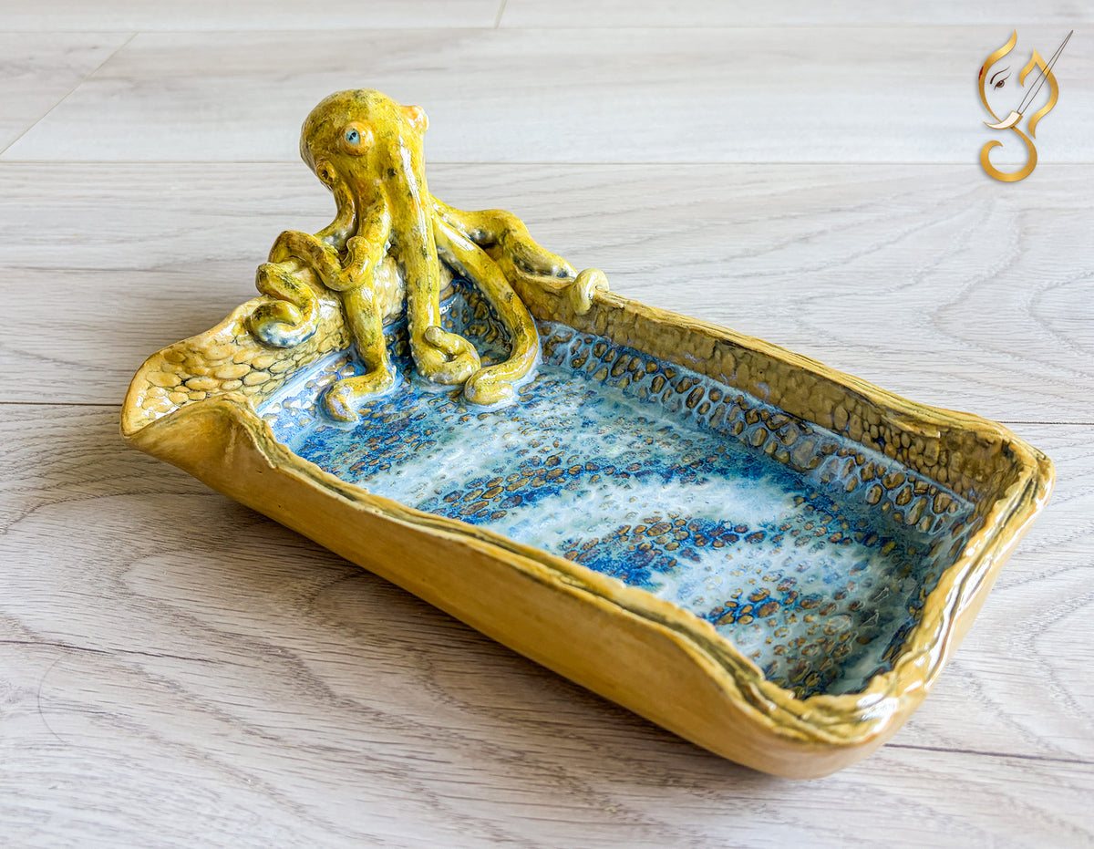 Poolside Fun Octopus Ceramic Tray | Handmade Ocean Art