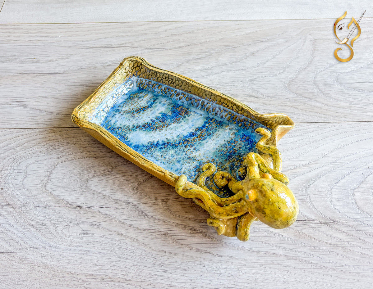 Poolside Fun Octopus Ceramic Tray | Handmade Ocean Art