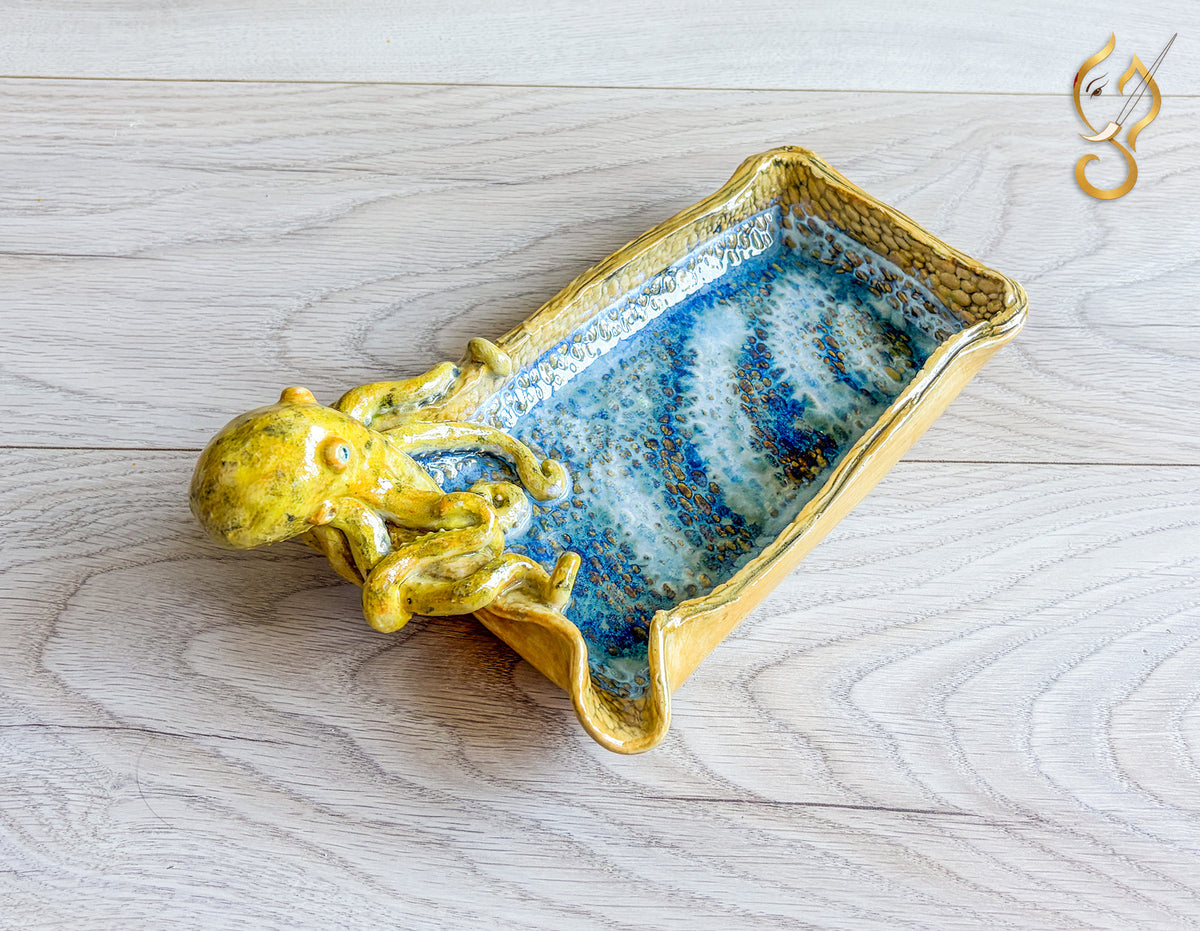 Poolside Fun Octopus Ceramic Tray | Handmade Ocean Art
