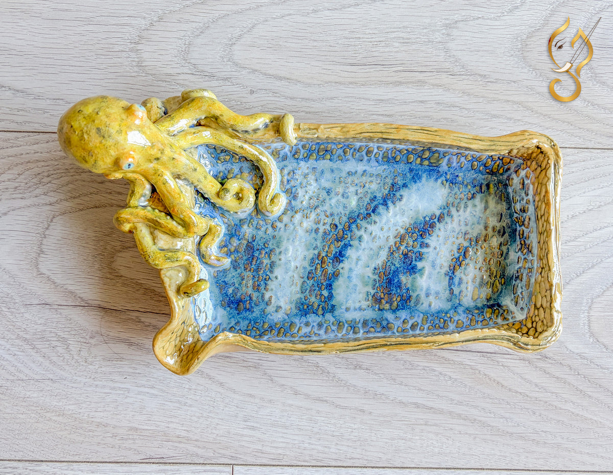 Poolside Fun Octopus Ceramic Tray | Handmade Ocean Art