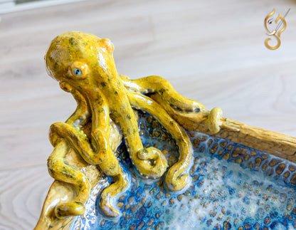 Poolside Fun Octopus Ceramic Tray | Handmade Ocean Art
