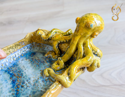 Poolside Fun Octopus Ceramic Tray | Handmade Ocean Art