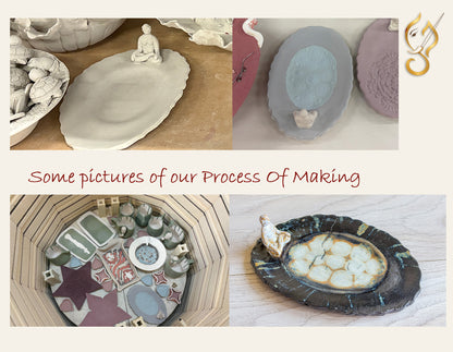Inner Peace – Meditation on a Frozen Lake | Handcrafted Ceramic Art Tray