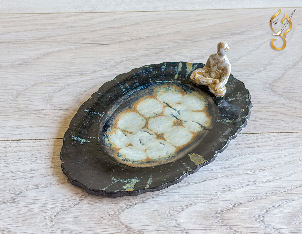 Inner Peace – Meditation on a Frozen Lake | Handcrafted Ceramic Art Tray