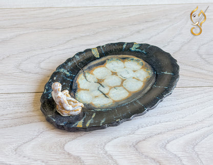 Inner Peace – Meditation on a Frozen Lake | Handcrafted Ceramic Art Tray