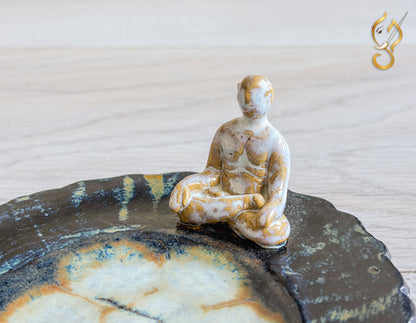 Inner Peace – Meditation on a Frozen Lake | Handcrafted Ceramic Art Tray