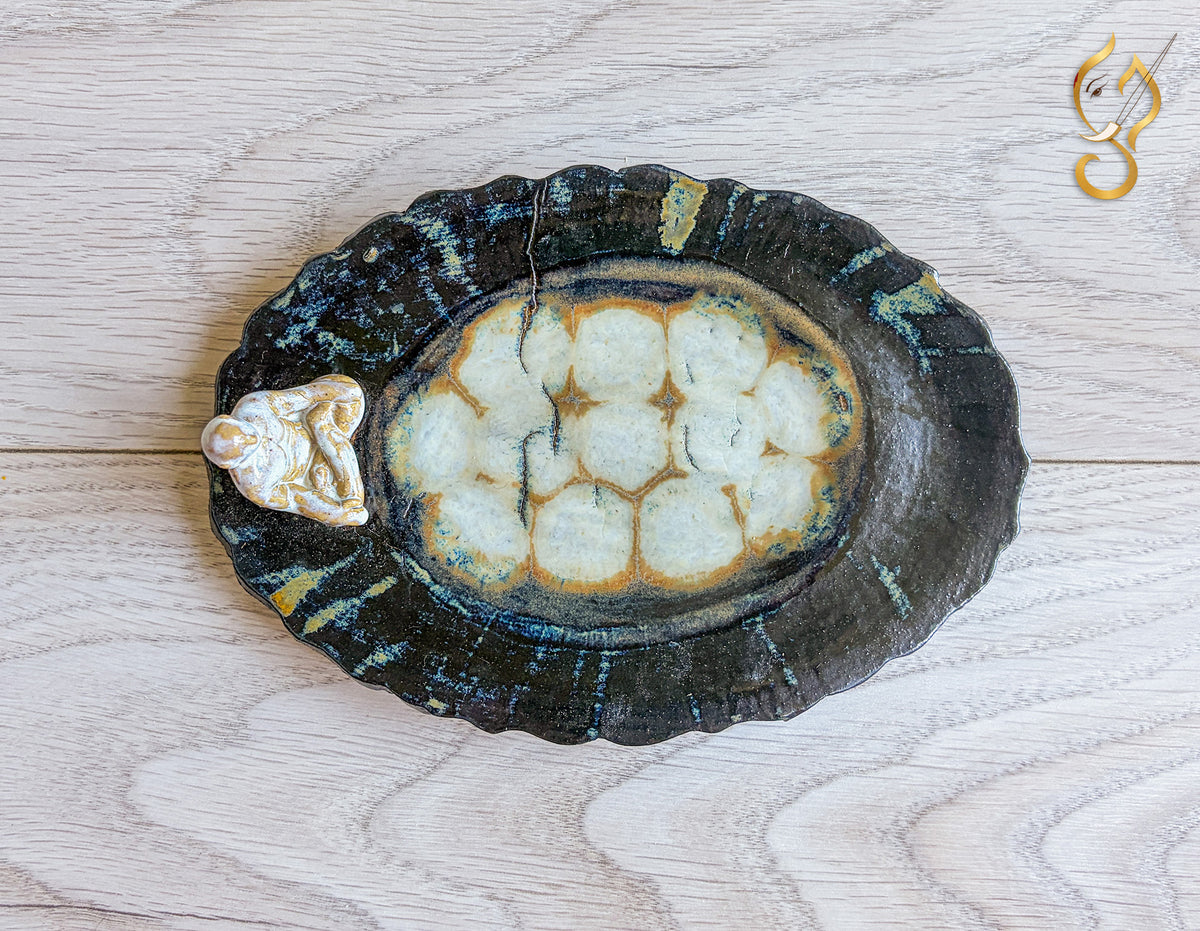 Inner Peace – Meditation on a Frozen Lake | Handcrafted Ceramic Art Tray