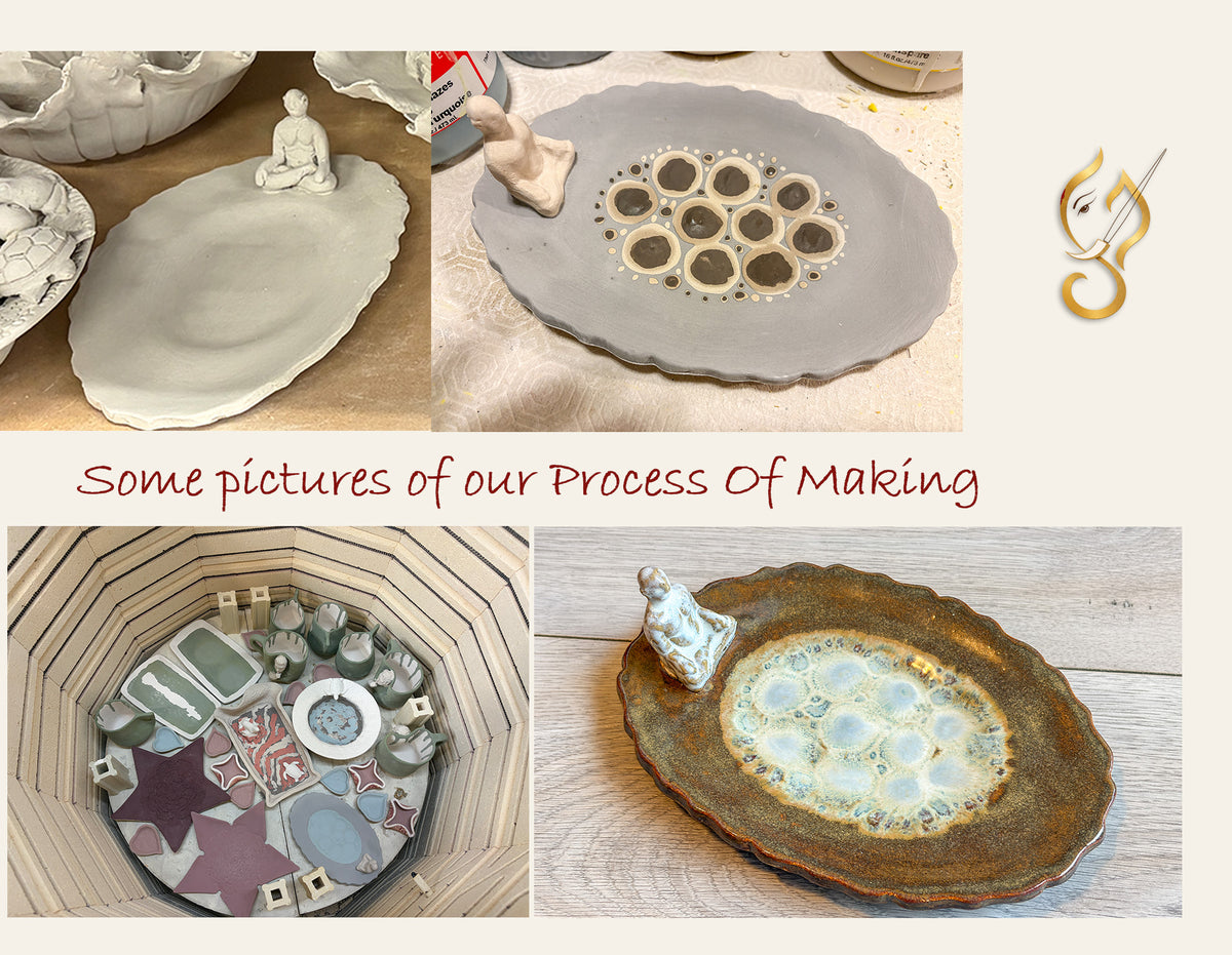 Inner Peace – Meditation on a Frozen Lake | Handcrafted Ceramic Art Tray