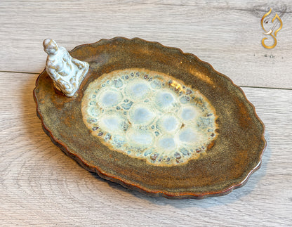 Inner Peace – Meditation on a Frozen Lake | Handcrafted Ceramic Art Tray