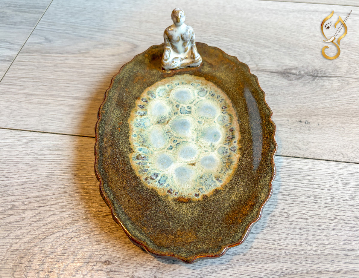 Inner Peace – Meditation on a Frozen Lake | Handcrafted Ceramic Art Tray