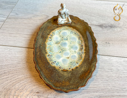 Inner Peace – Meditation on a Frozen Lake | Handcrafted Ceramic Art Tray
