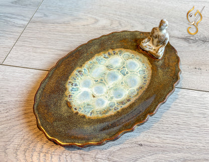 Inner Peace – Meditation on a Frozen Lake | Handcrafted Ceramic Art Tray