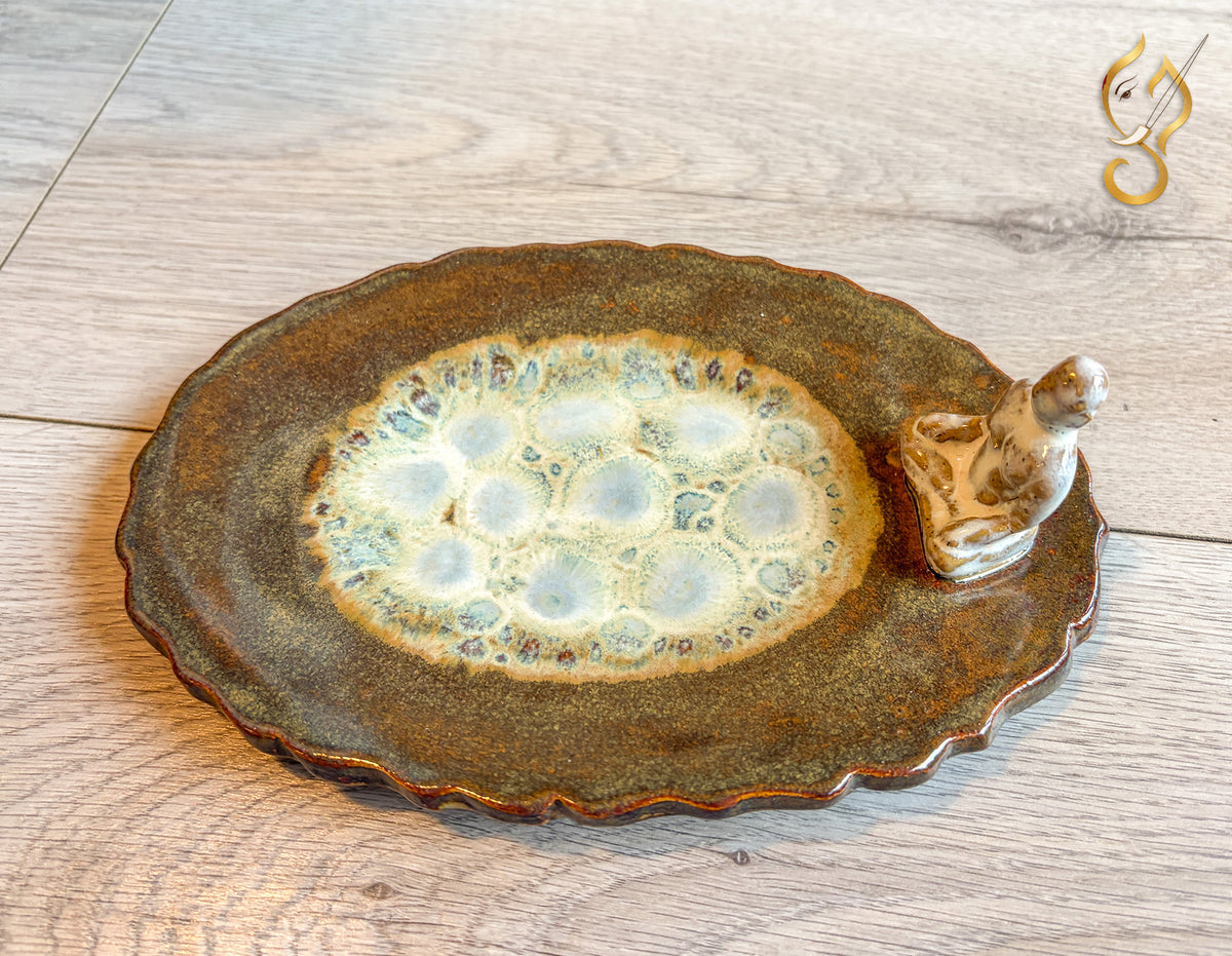 Inner Peace – Meditation on a Frozen Lake | Handcrafted Ceramic Art Tray