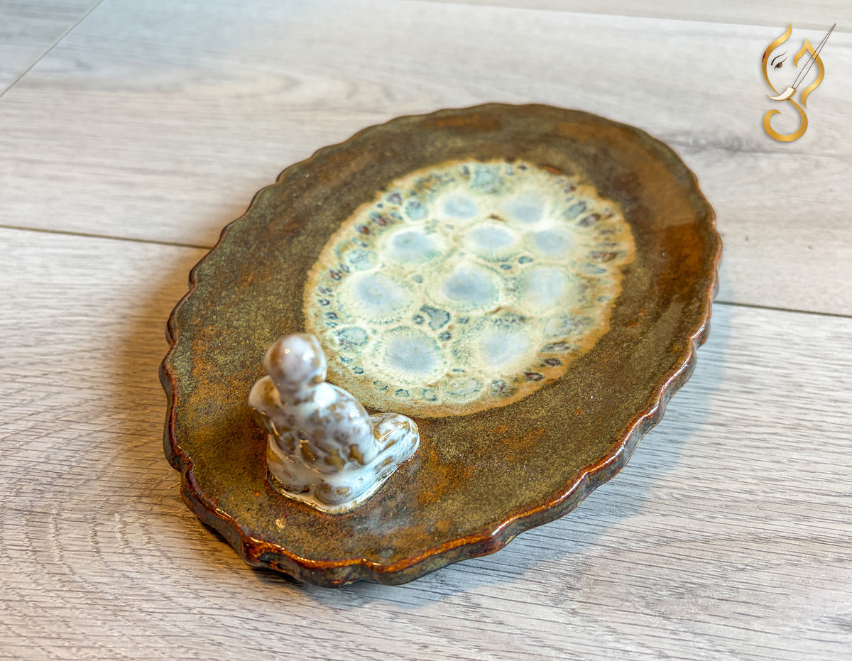 Inner Peace – Meditation on a Frozen Lake | Handcrafted Ceramic Art Tray