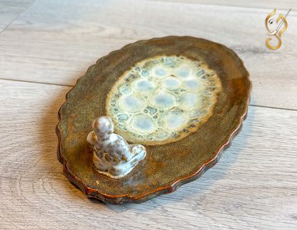 Inner Peace – Meditation on a Frozen Lake | Handcrafted Ceramic Art Tray