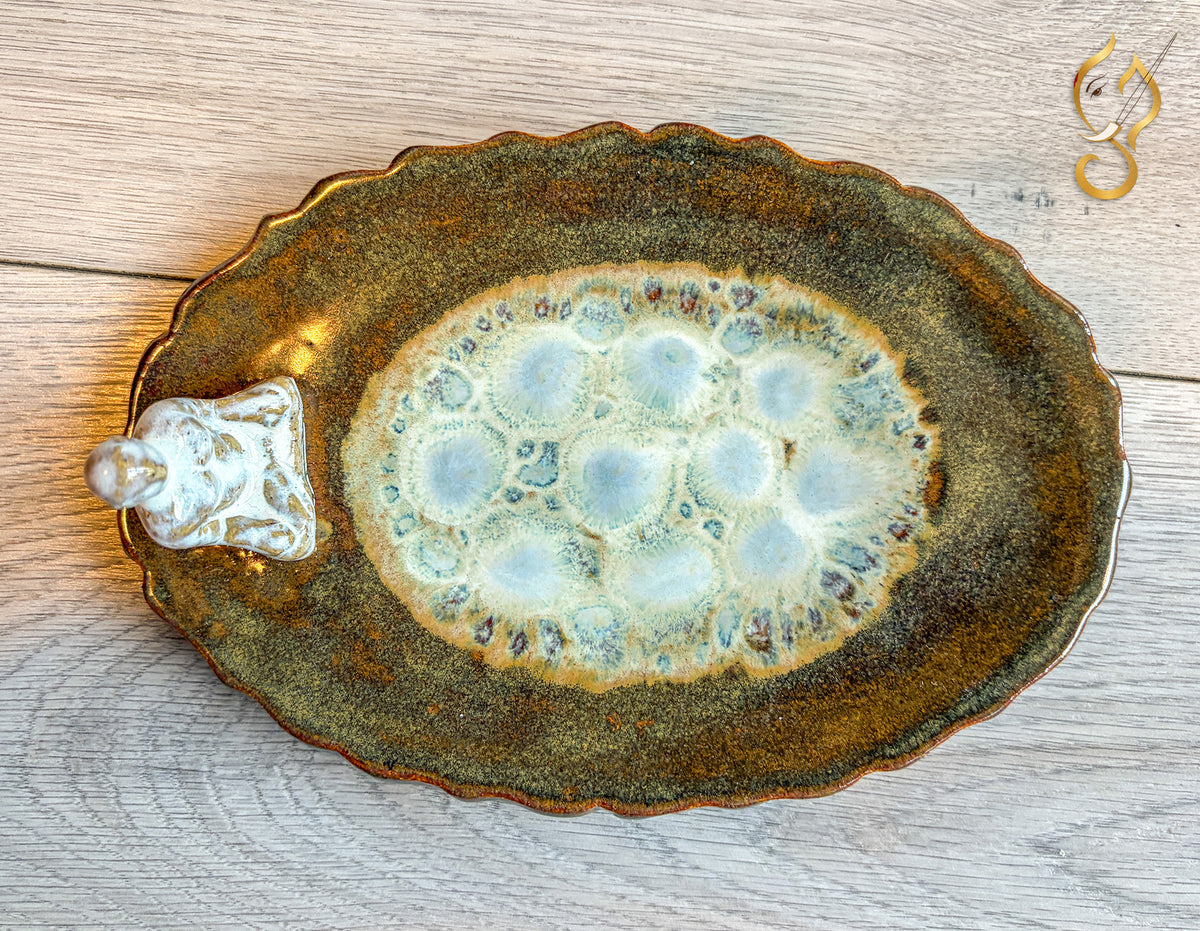Inner Peace – Meditation on a Frozen Lake | Handcrafted Ceramic Art Tray