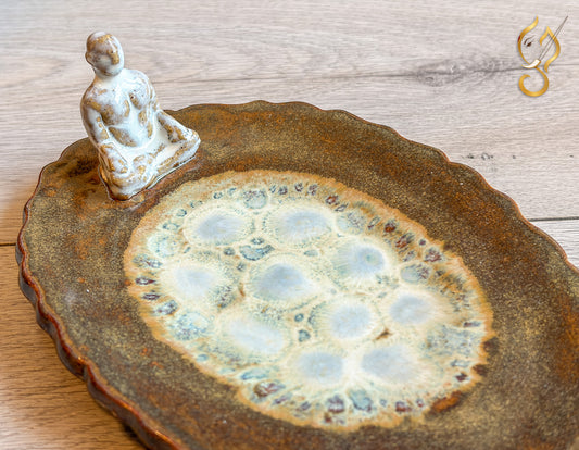 Inner Peace – Meditation on a Frozen Lake | Handcrafted Ceramic Art Tray