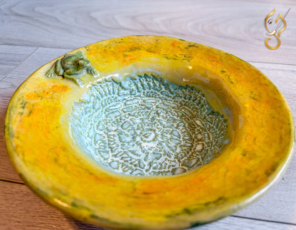 Frog on the Grass Field — Handcrafted Ceramic Art Bowl | Handcrafted Nature Art