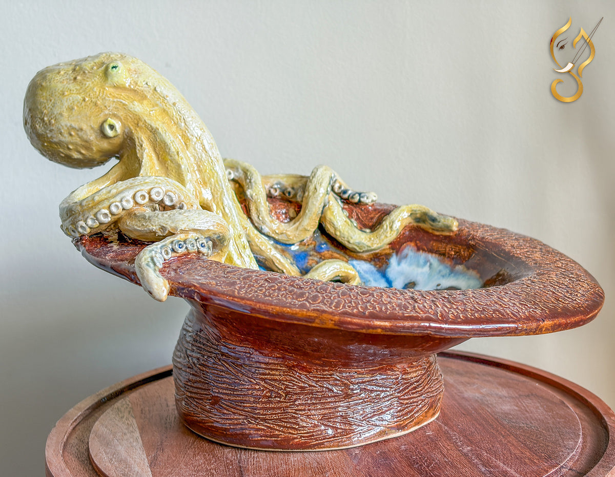 Octopus Bowl — Sculptural Ceramic Ocean Art